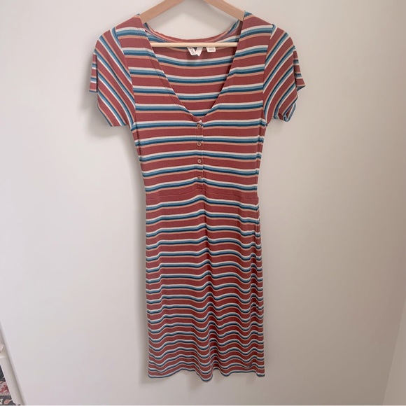 Roxy, rust blue white and orange striped dress in XS - Picture 8 of 13